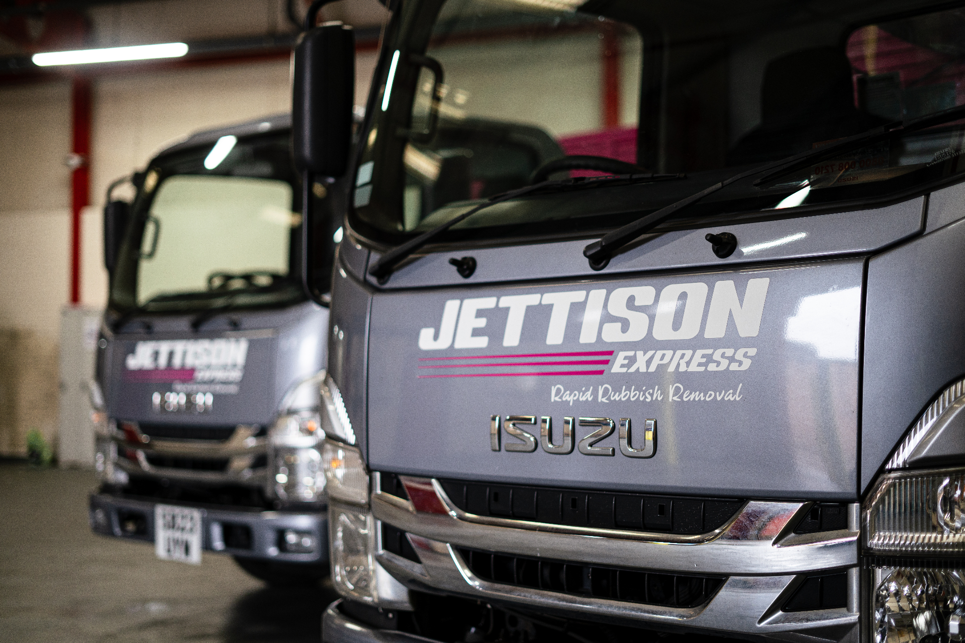 Jettison Express Isuzu lorries parked at the depot